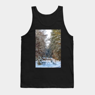 Winter landscape with snow-covered spruce forest. Tank Top